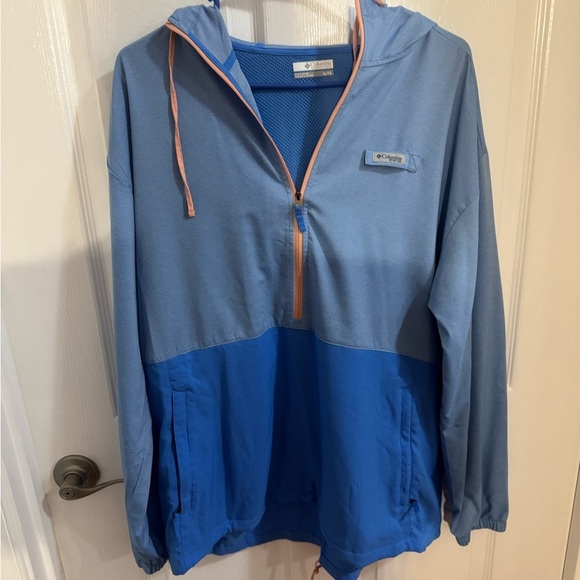 Columbia Blue Hooded Windbreaker - Picture 1 of 3